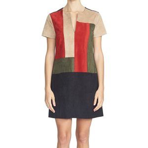 1.STATE FAUX SUEDE COLORBLOCK SHIFT DRESS NEW